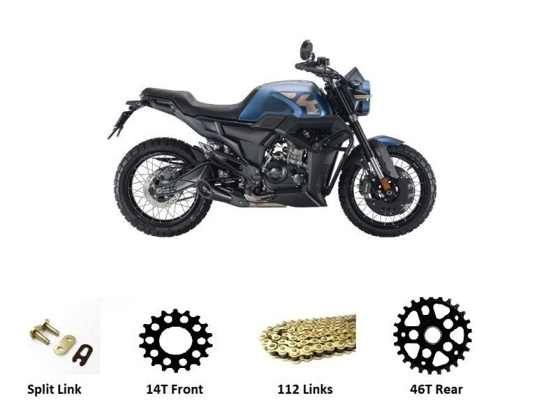 Zontes ZT125 GK Heavy Duty Chain & Sprockets GOLD 2021 - 2024 models